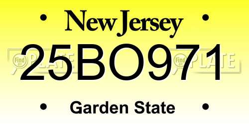 25BO971 New Jersey License Plate