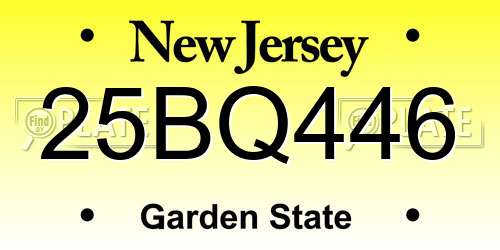 25BQ446 New Jersey License Plate