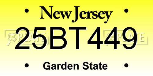 25BT449 New Jersey License Plate