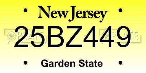 25BZ449 New Jersey License Plate