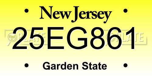 25EG861 New Jersey License Plate