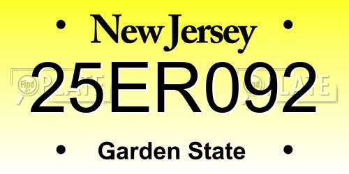 25ER092 New Jersey License Plate