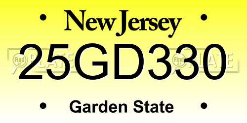 25GD330 New Jersey License Plate