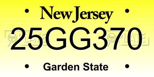 25GG370 New Jersey License Plate