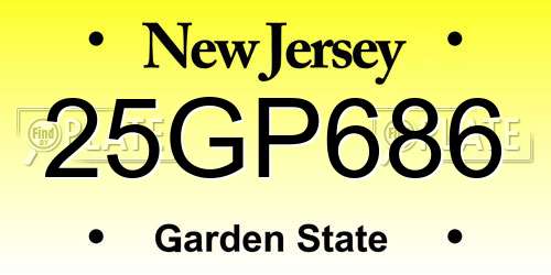 25GP686 New Jersey License Plate