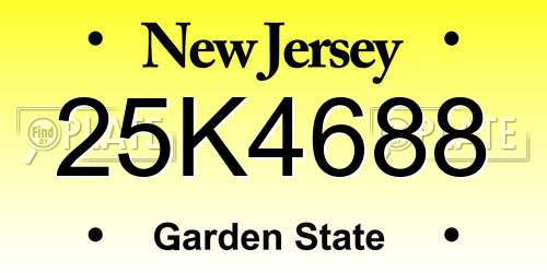 25K4688 New Jersey License Plate