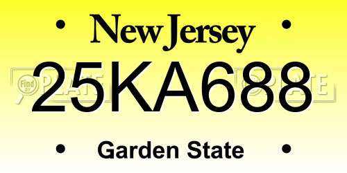 25KA688 New Jersey License Plate