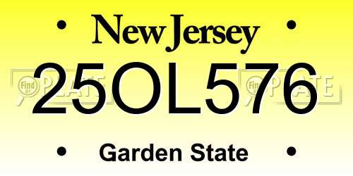 25OL576 New Jersey License Plate