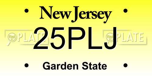 25PLJ New Jersey License Plate