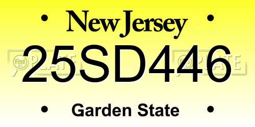 25SD446 New Jersey License Plate