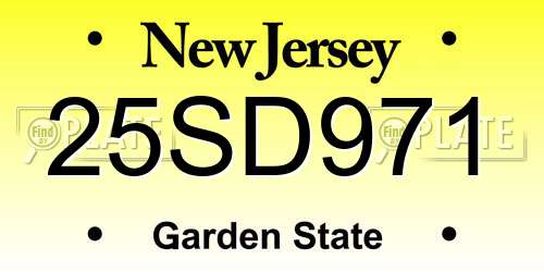 25SD971 New Jersey License Plate