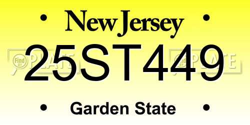25ST449 New Jersey License Plate