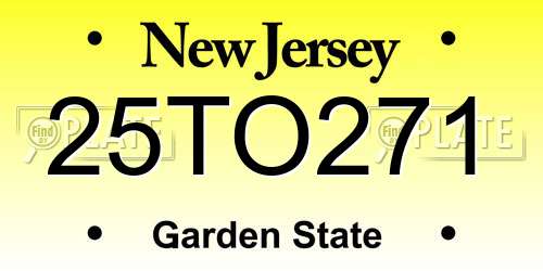 25TO271 New Jersey License Plate