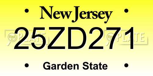 25ZD271 New Jersey License Plate