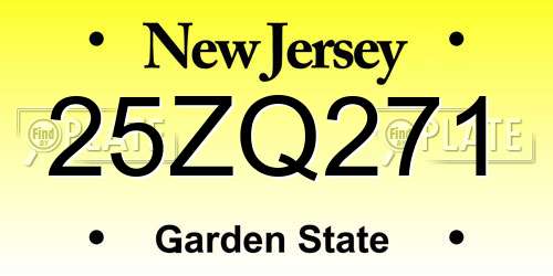 25ZQ271 New Jersey License Plate