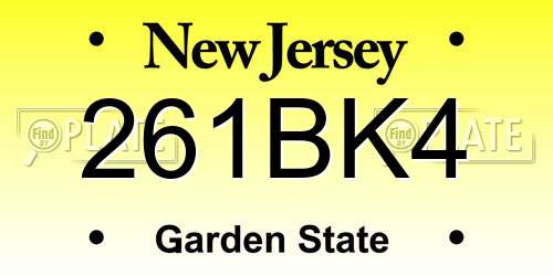 261BK4 New Jersey License Plate