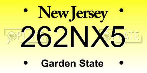 262NX5 New Jersey License Plate