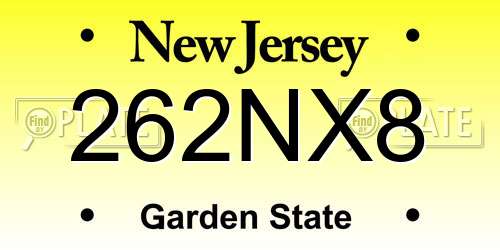 262NX8 New Jersey License Plate