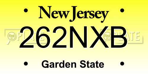 262NXB New Jersey License Plate