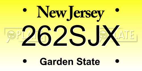 262SJX New Jersey License Plate