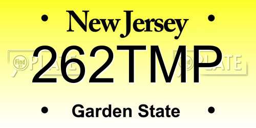 262TMP New Jersey License Plate