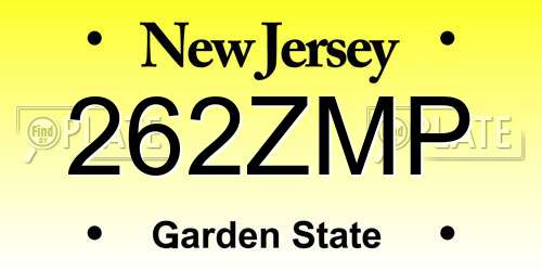 262ZMP New Jersey License Plate