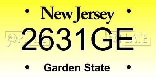 2631GE New Jersey License Plate