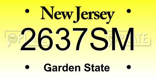 2637SM New Jersey License Plate