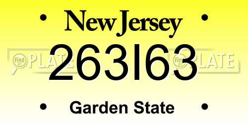 263I63 New Jersey License Plate