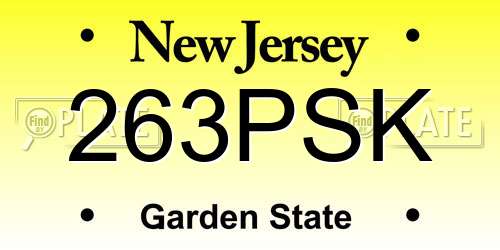 263PSK New Jersey License Plate
