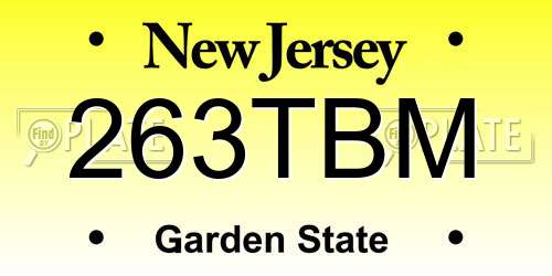 263TBM New Jersey License Plate