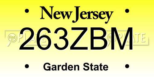 263ZBM New Jersey License Plate
