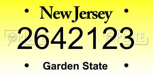 2642123 New Jersey License Plate