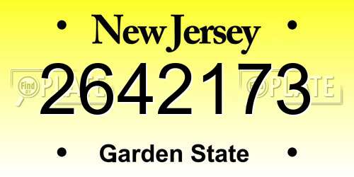 2642173 New Jersey License Plate