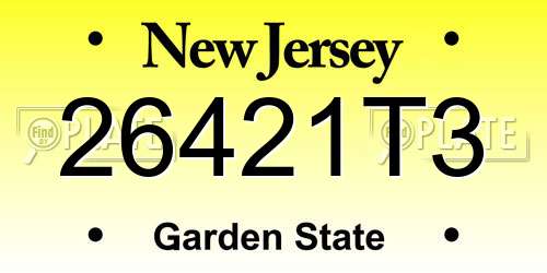 26421T3 New Jersey License Plate