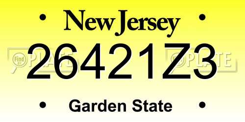 26421Z3 New Jersey License Plate
