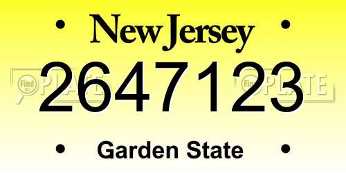 2647123 New Jersey License Plate
