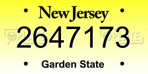 2647173 New Jersey License Plate