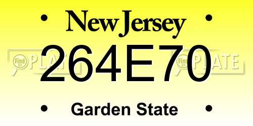 264E70 New Jersey License Plate