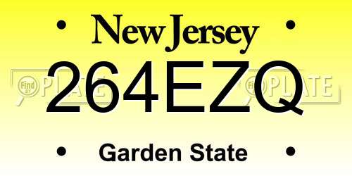 264EZQ New Jersey License Plate