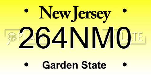 264NM0 New Jersey License Plate