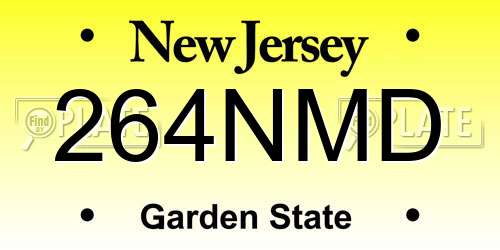 264NMD New Jersey License Plate