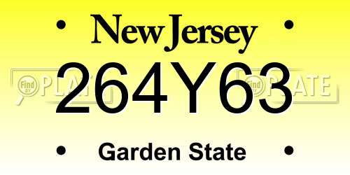 264Y63 New Jersey License Plate