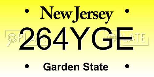 264YGE New Jersey License Plate