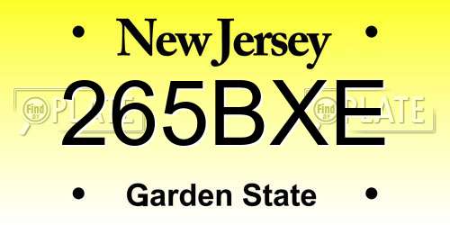 265BXE New Jersey License Plate