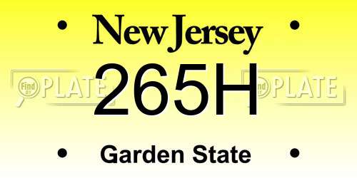 265H New Jersey License Plate