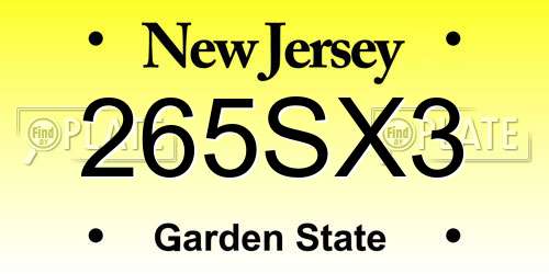 265SX3 New Jersey License Plate