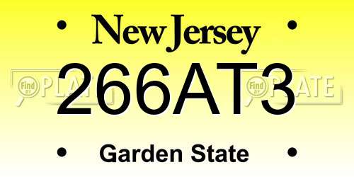 266AT3 New Jersey License Plate