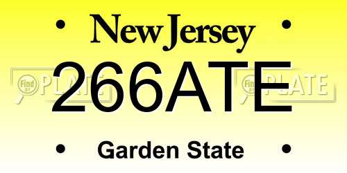 266ATE New Jersey License Plate