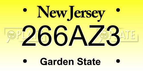 266AZ3 New Jersey License Plate